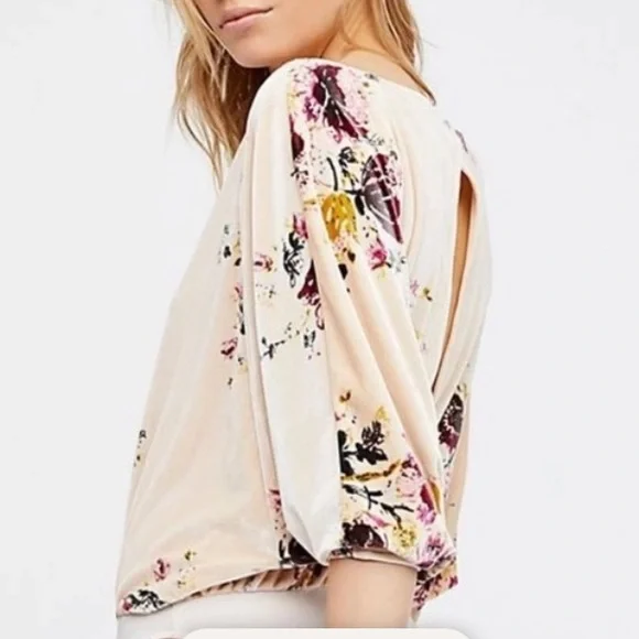 Intimately Free People Velvet Slouchy Babe Bodysuit Beige Floral Stretch Large - Picture 6 of 10